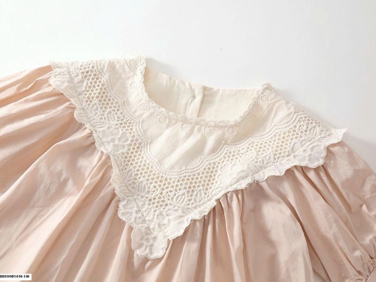 ĐẦM HỒNG CỔ REN NHỌN  PREMIUM