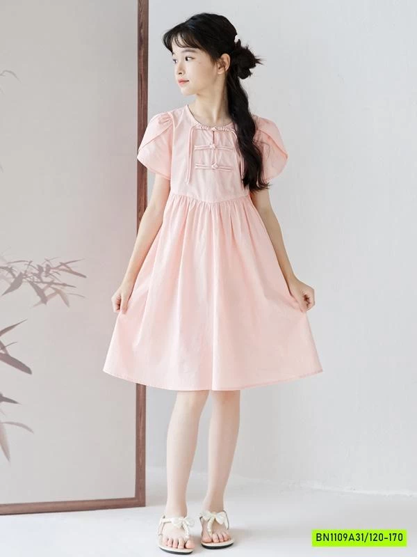 ĐẦM HỒNG TAY BỒNG CÚC TÀU SZ ĐẠI