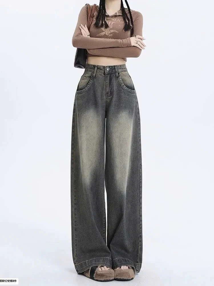 QUẦN  JEANS ỐNG RỘNG BẠC MÀU