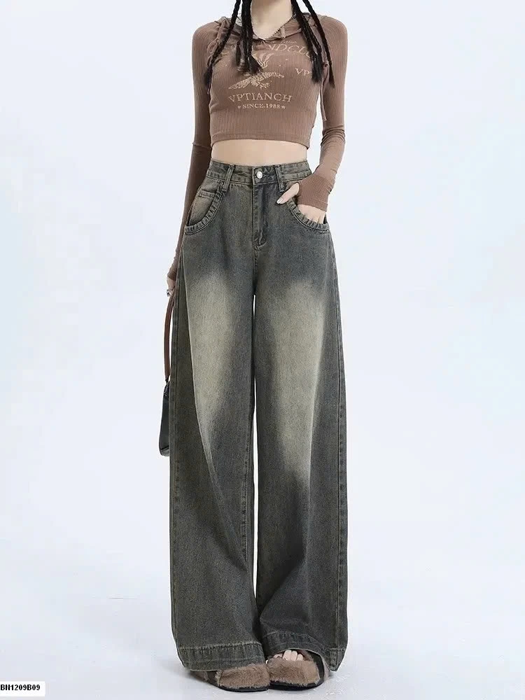 QUẦN  JEANS ỐNG RỘNG BẠC MÀU