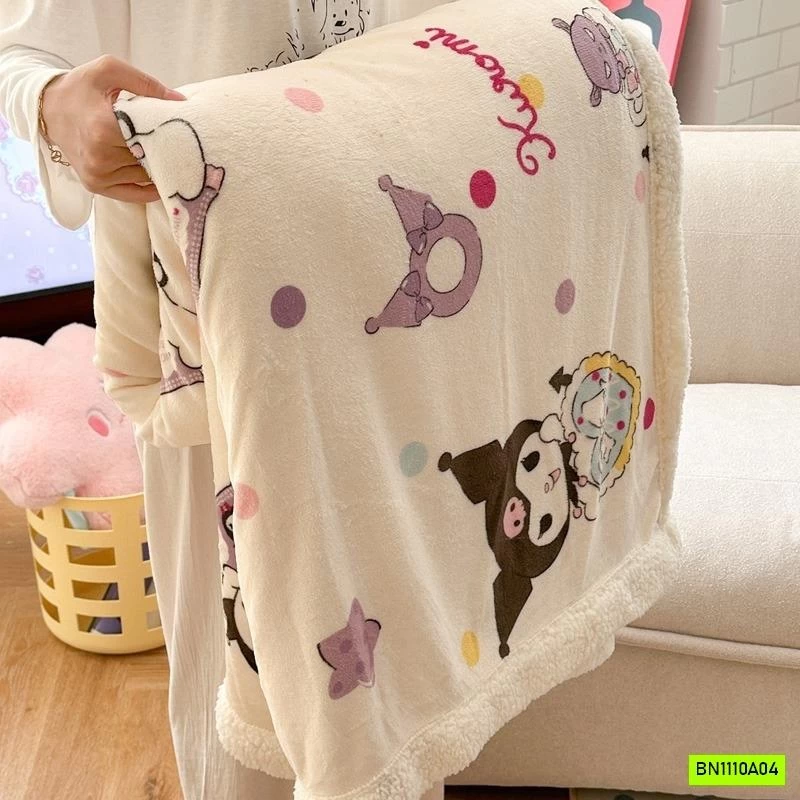 CHĂN NỈ LÔNG CỪU HOẠT HÌNH DỄ THƯƠNG