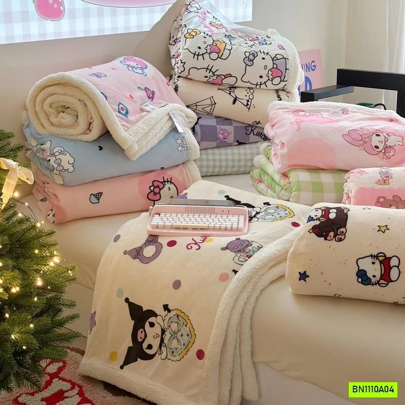 CHĂN NỈ LÔNG CỪU HOẠT HÌNH DỄ THƯƠNG