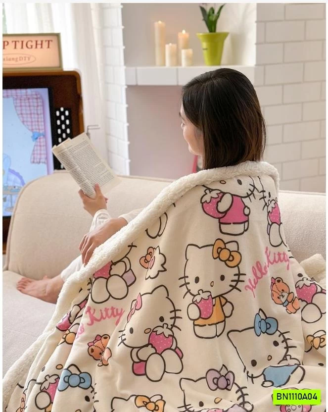 CHĂN NỈ LÔNG CỪU HOẠT HÌNH DỄ THƯƠNG