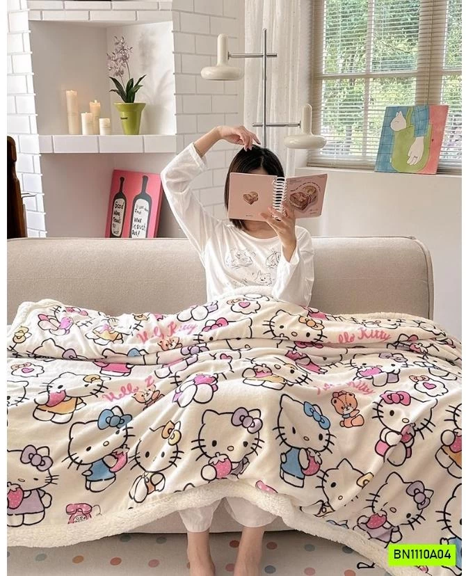 CHĂN NỈ LÔNG CỪU HOẠT HÌNH DỄ THƯƠNG