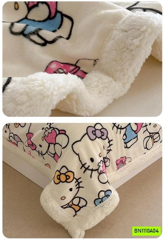 CHĂN NỈ LÔNG CỪU HOẠT HÌNH DỄ THƯƠNG