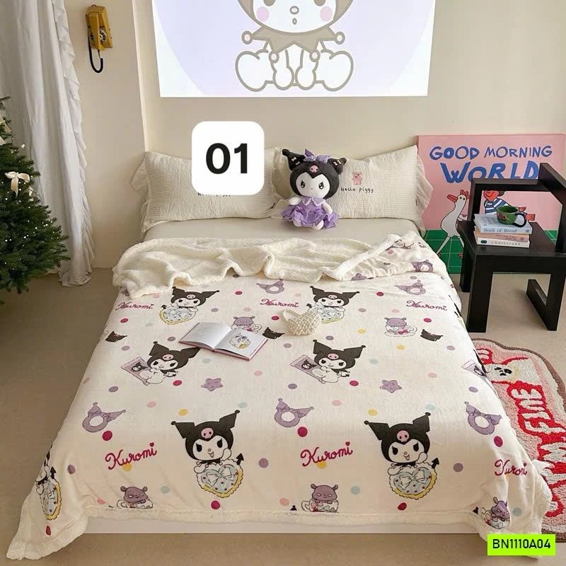 CHĂN NỈ LÔNG CỪU HOẠT HÌNH DỄ THƯƠNG