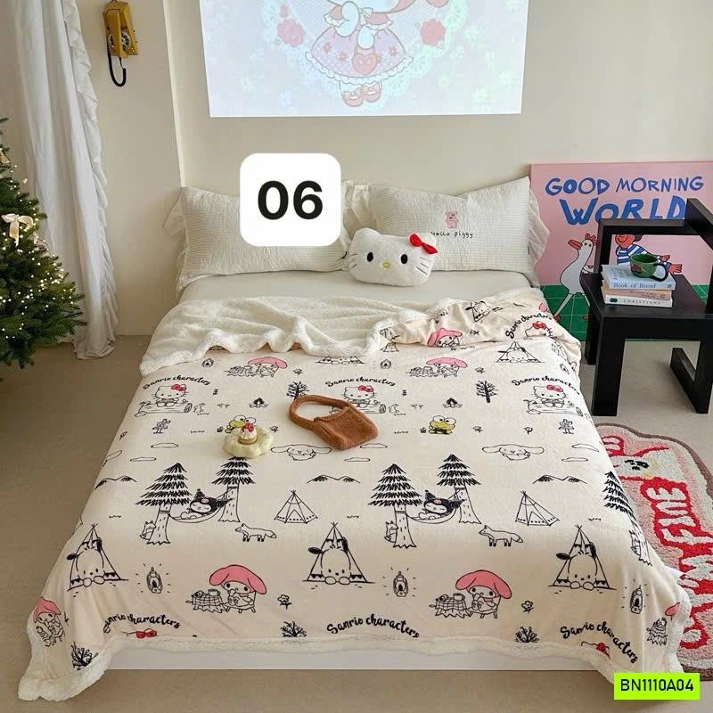 CHĂN NỈ LÔNG CỪU HOẠT HÌNH DỄ THƯƠNG