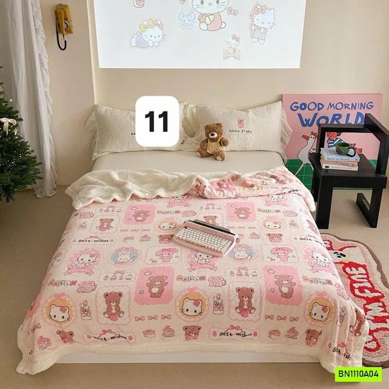 CHĂN NỈ LÔNG CỪU HOẠT HÌNH DỄ THƯƠNG