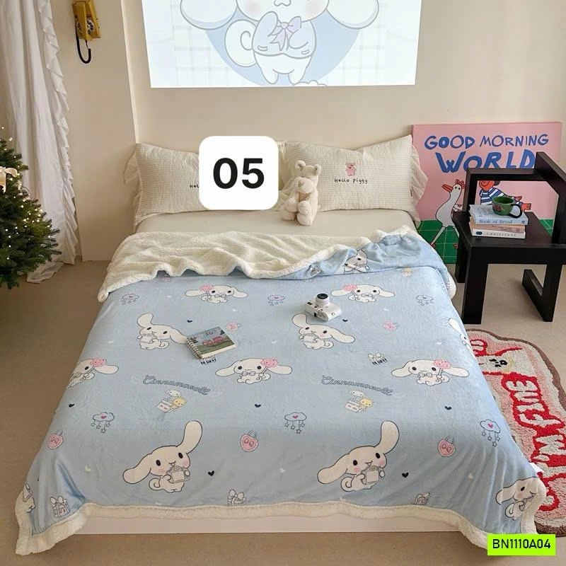 CHĂN NỈ LÔNG CỪU HOẠT HÌNH DỄ THƯƠNG