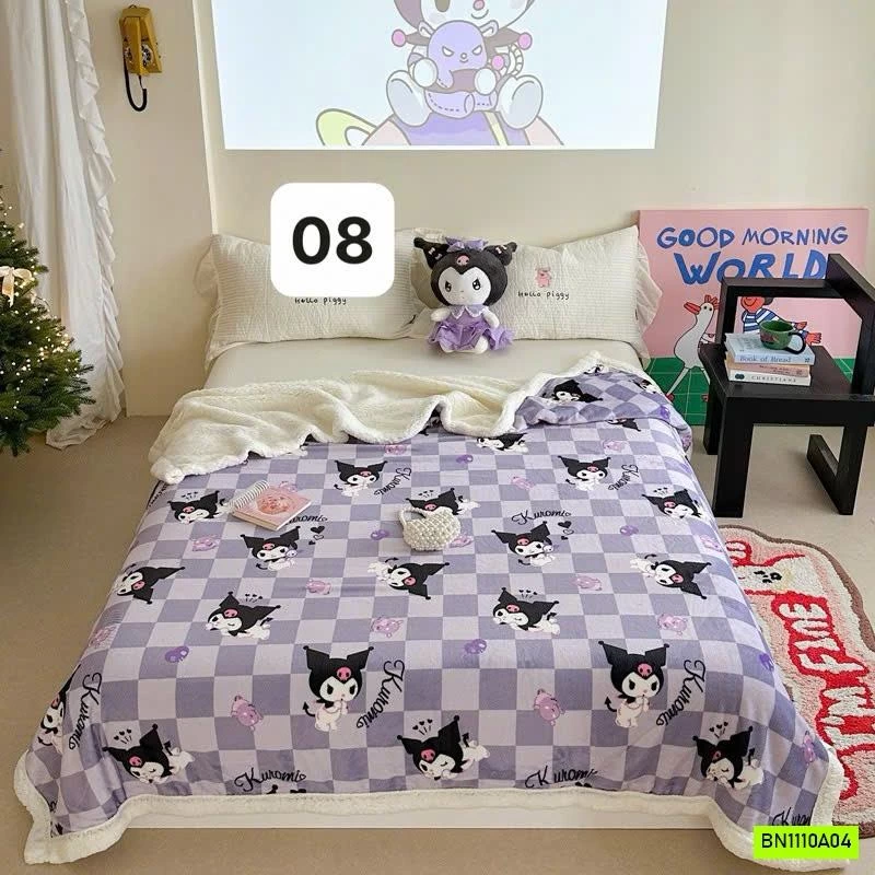 CHĂN NỈ LÔNG CỪU HOẠT HÌNH DỄ THƯƠNG