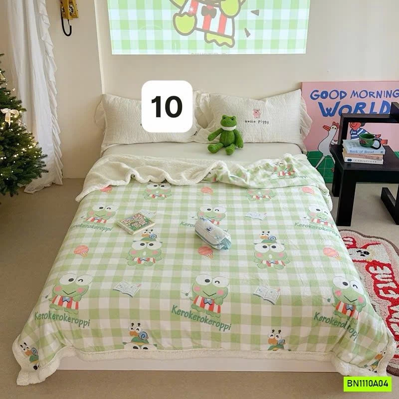 CHĂN NỈ LÔNG CỪU HOẠT HÌNH DỄ THƯƠNG