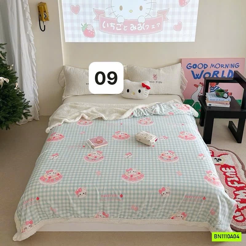 CHĂN NỈ LÔNG CỪU HOẠT HÌNH DỄ THƯƠNG