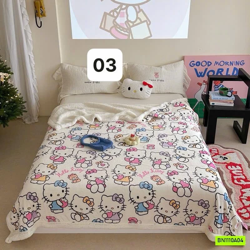 CHĂN NỈ LÔNG CỪU HOẠT HÌNH DỄ THƯƠNG