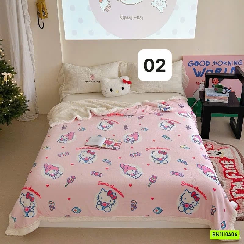 CHĂN NỈ LÔNG CỪU HOẠT HÌNH DỄ THƯƠNG