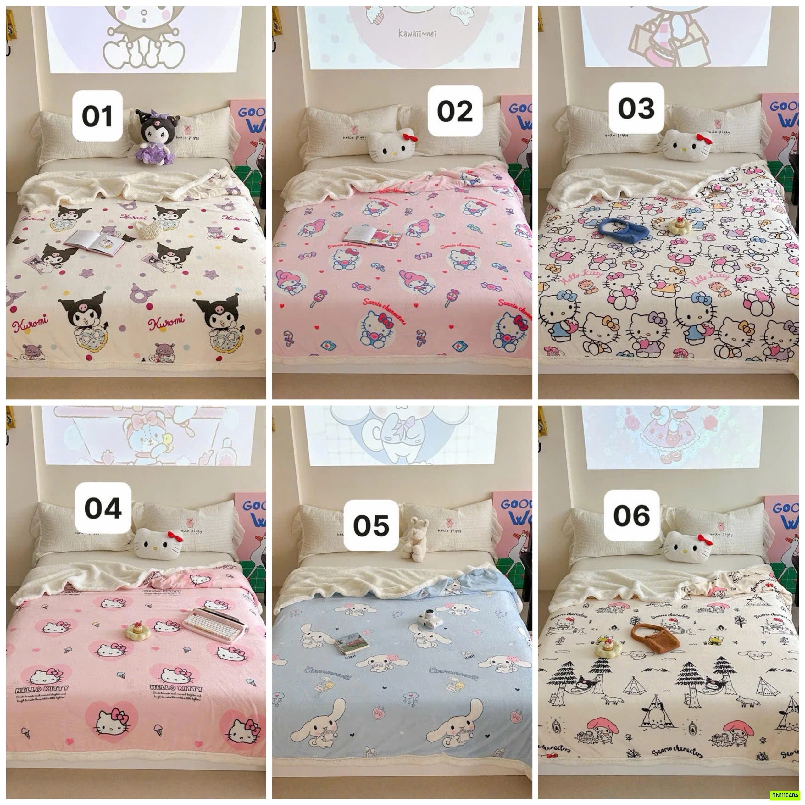 CHĂN NỈ LÔNG CỪU HOẠT HÌNH DỄ THƯƠNG