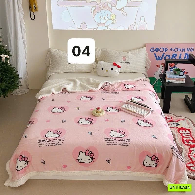 CHĂN NỈ LÔNG CỪU HOẠT HÌNH DỄ THƯƠNG