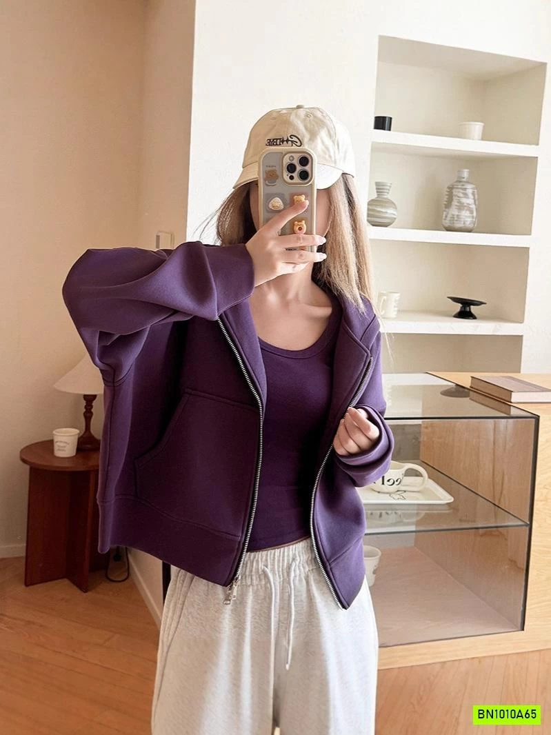 KHOÁC NỈ CROPTOP LIỀN MŨ