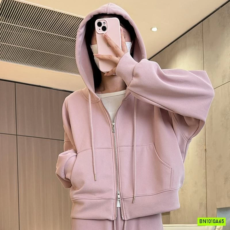 KHOÁC NỈ CROPTOP LIỀN MŨ