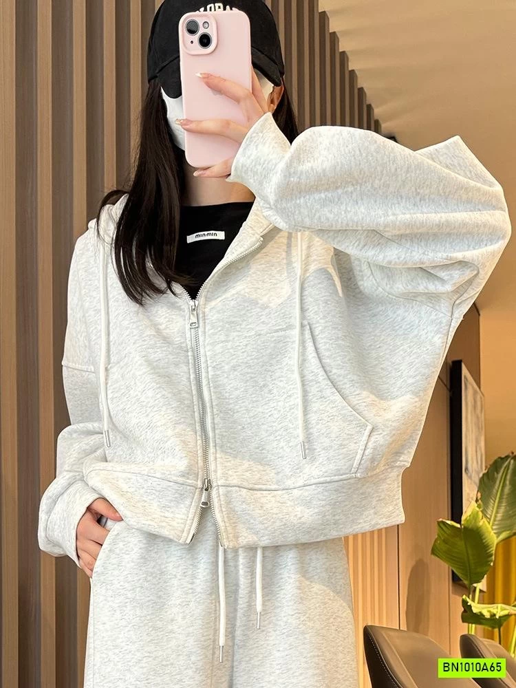 KHOÁC NỈ CROPTOP LIỀN MŨ