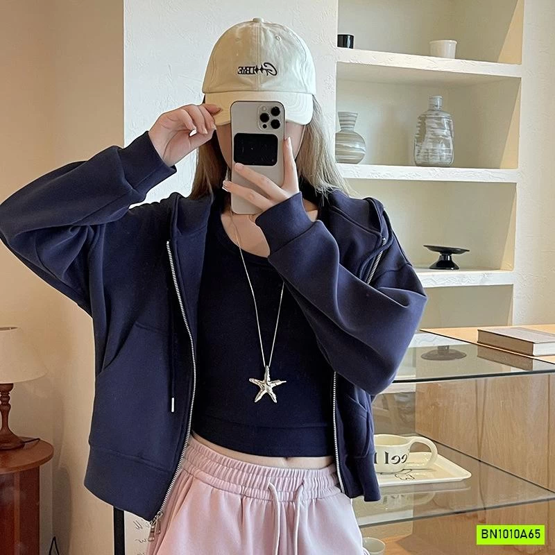 KHOÁC NỈ CROPTOP LIỀN MŨ