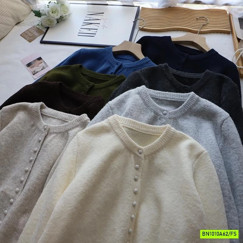 KHOÁC LEN TRƠN MÀU CỔ TRÒN