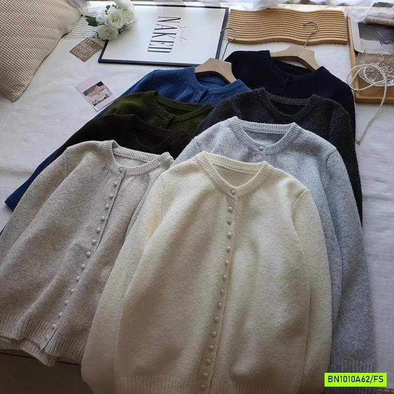 KHOÁC LEN TRƠN MÀU CỔ TRÒN