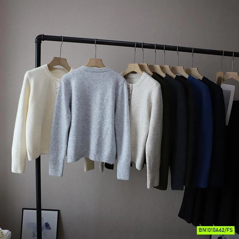 KHOÁC LEN TRƠN MÀU CỔ TRÒN