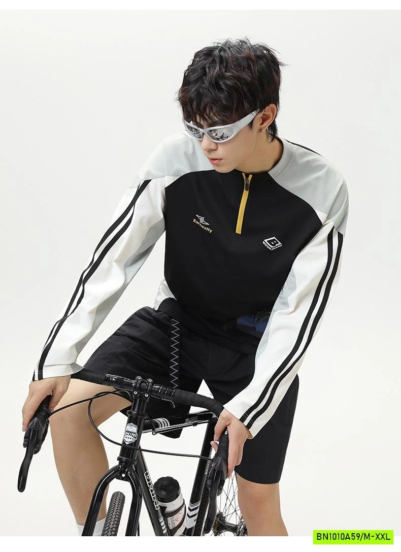 ÁO THỂ THAO NAM PHỐI MÀU TAY KHÓA CỔ