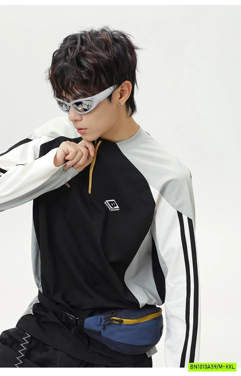 ÁO THỂ THAO NAM PHỐI MÀU TAY KHÓA CỔ