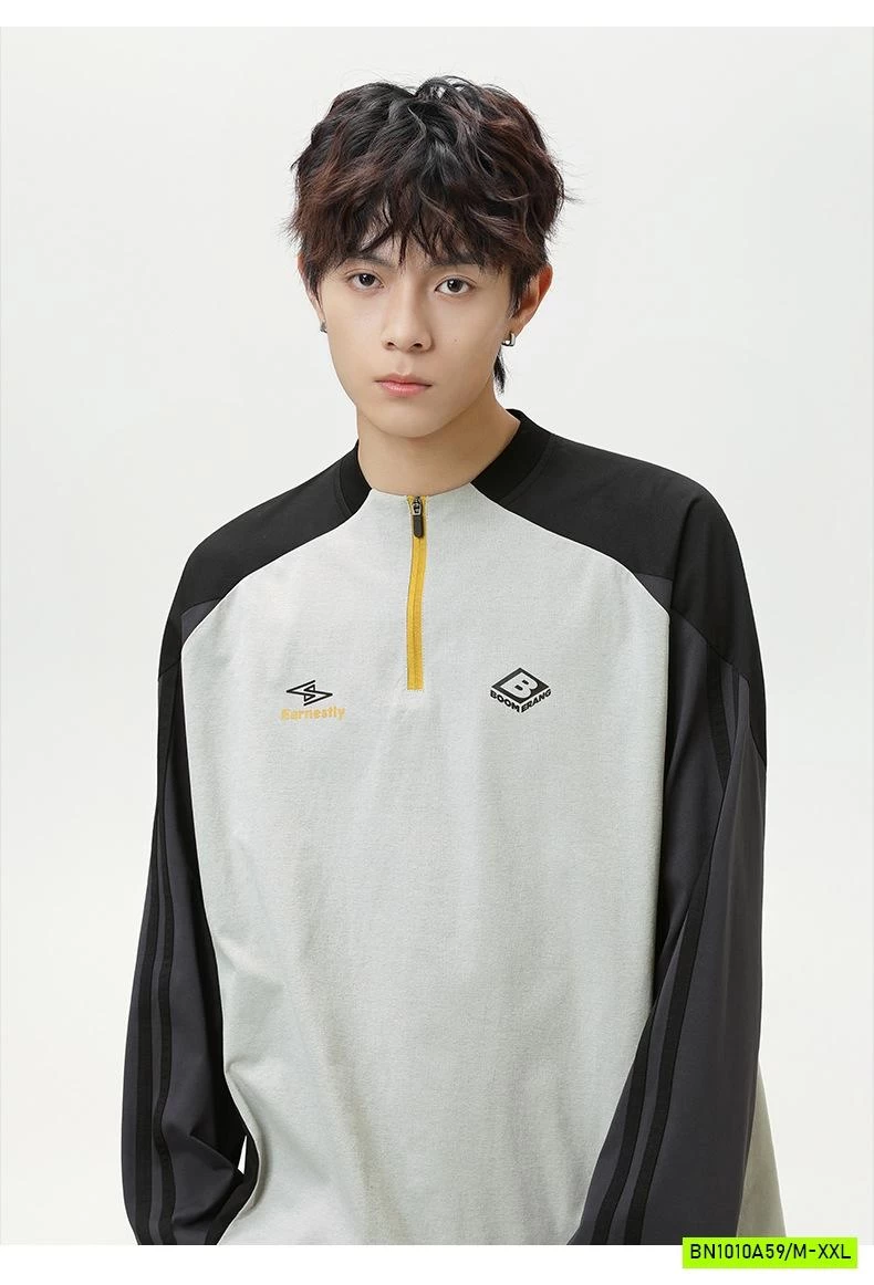 ÁO THỂ THAO NAM PHỐI MÀU TAY KHÓA CỔ