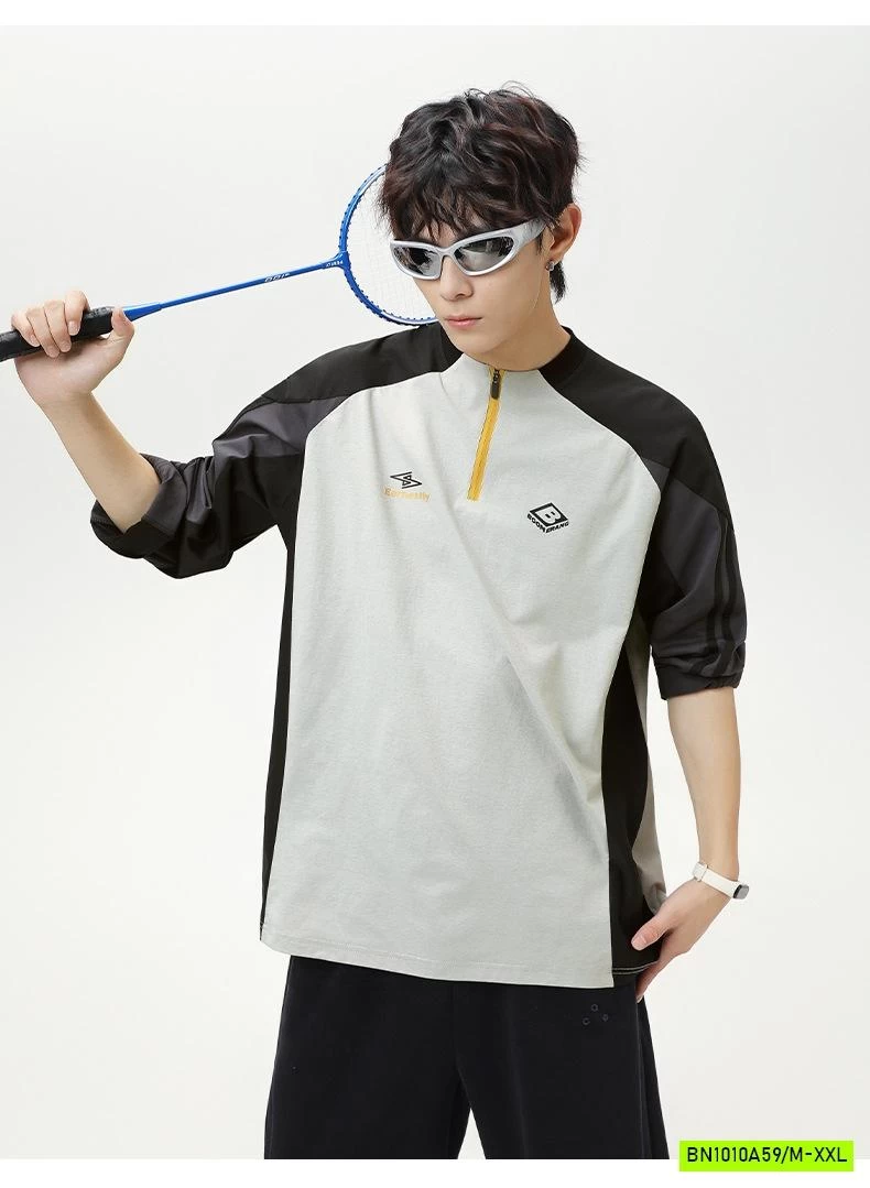 ÁO THỂ THAO NAM PHỐI MÀU TAY KHÓA CỔ