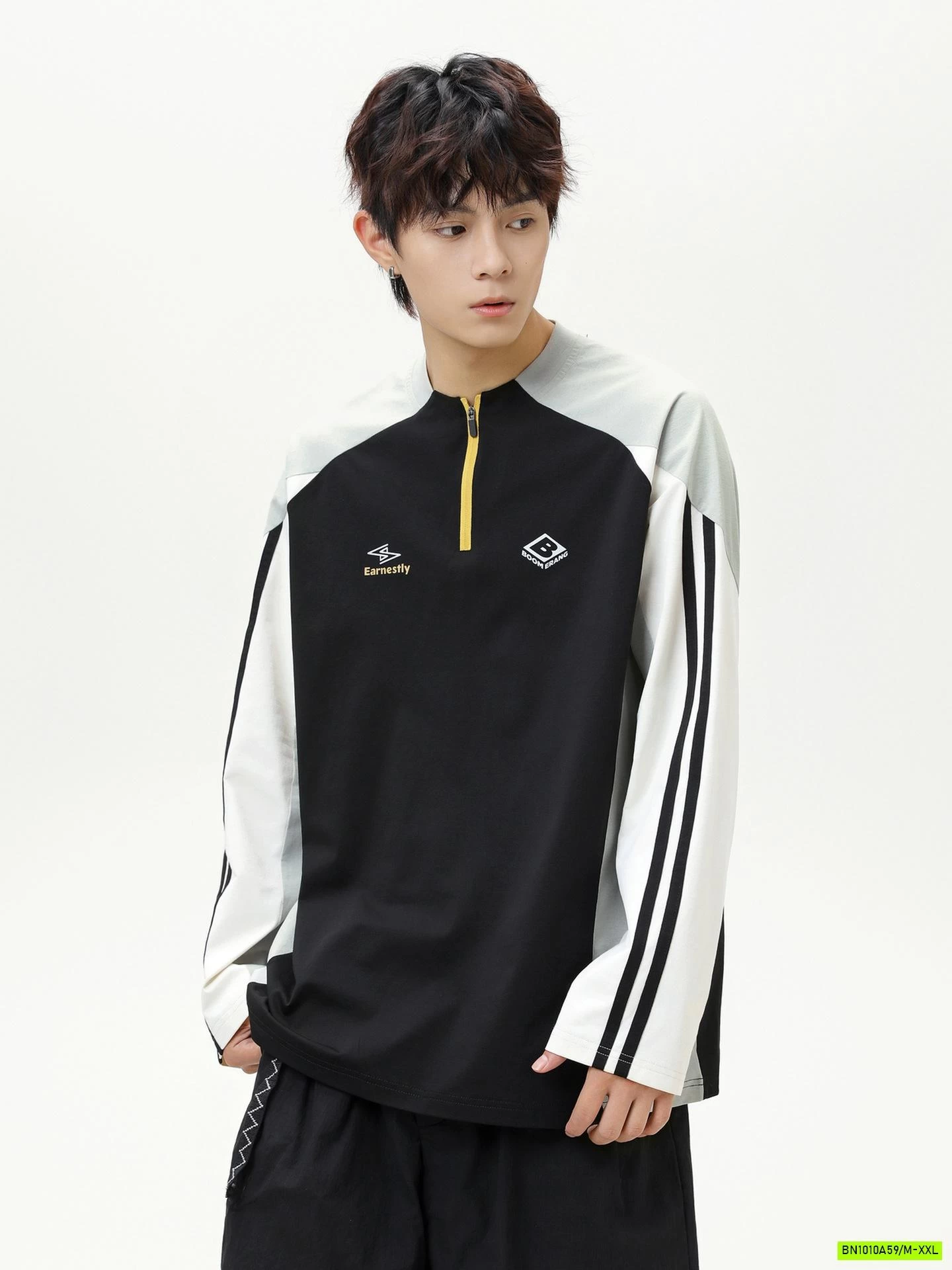 ÁO THỂ THAO NAM PHỐI MÀU TAY KHÓA CỔ