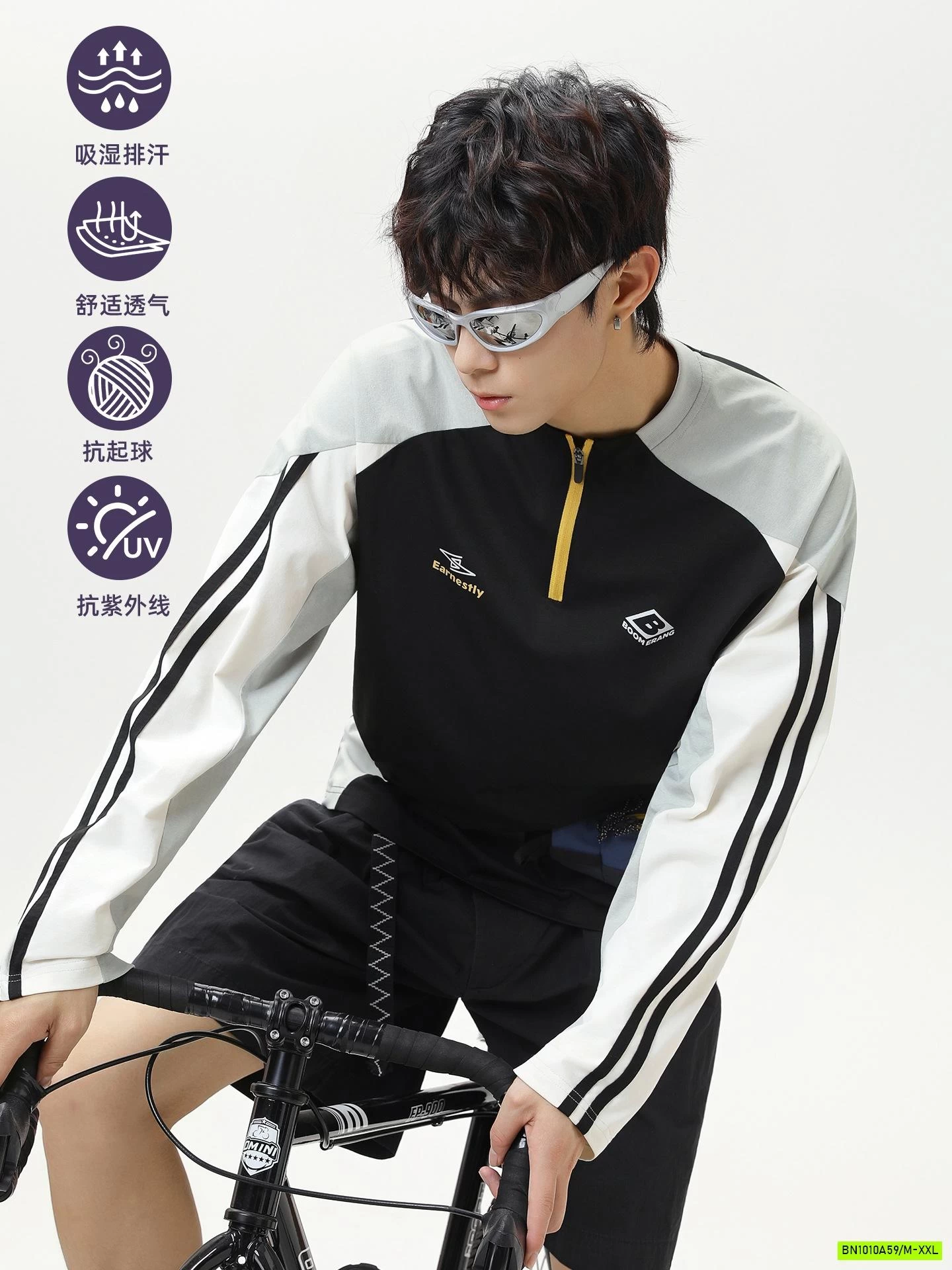 ÁO THỂ THAO NAM PHỐI MÀU TAY KHÓA CỔ