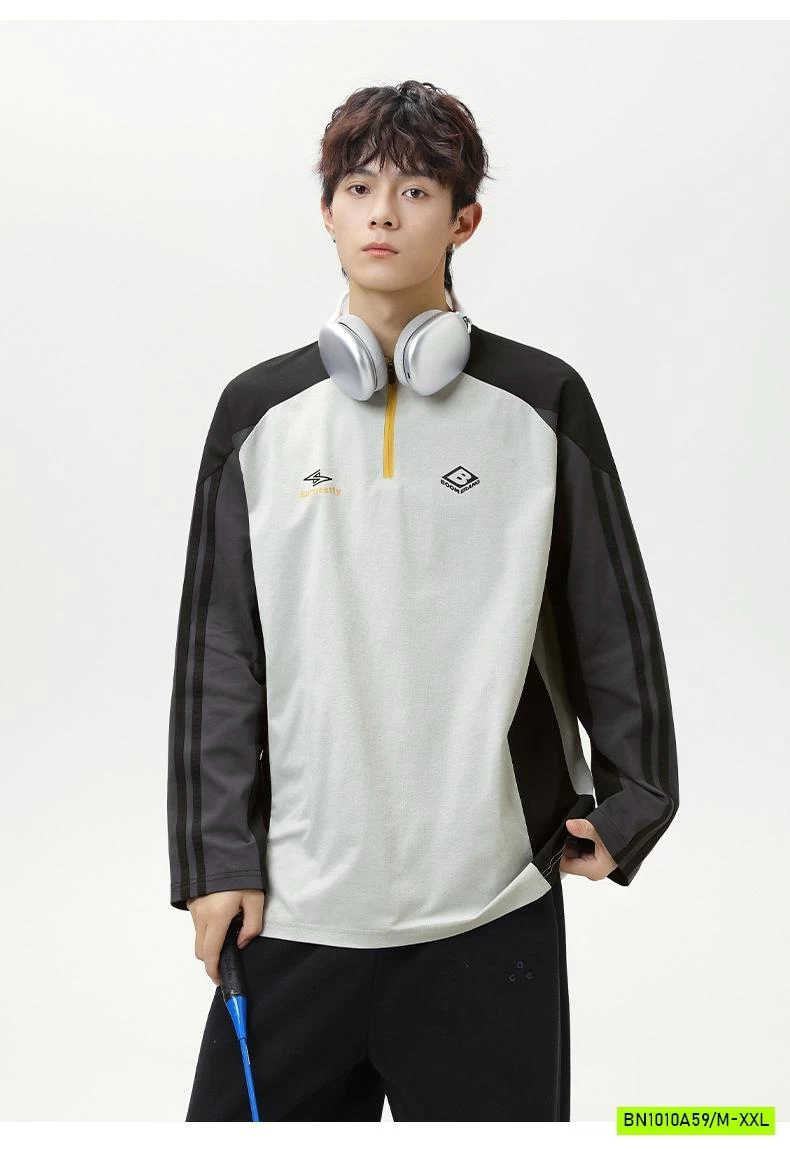 ÁO THỂ THAO NAM PHỐI MÀU TAY KHÓA CỔ