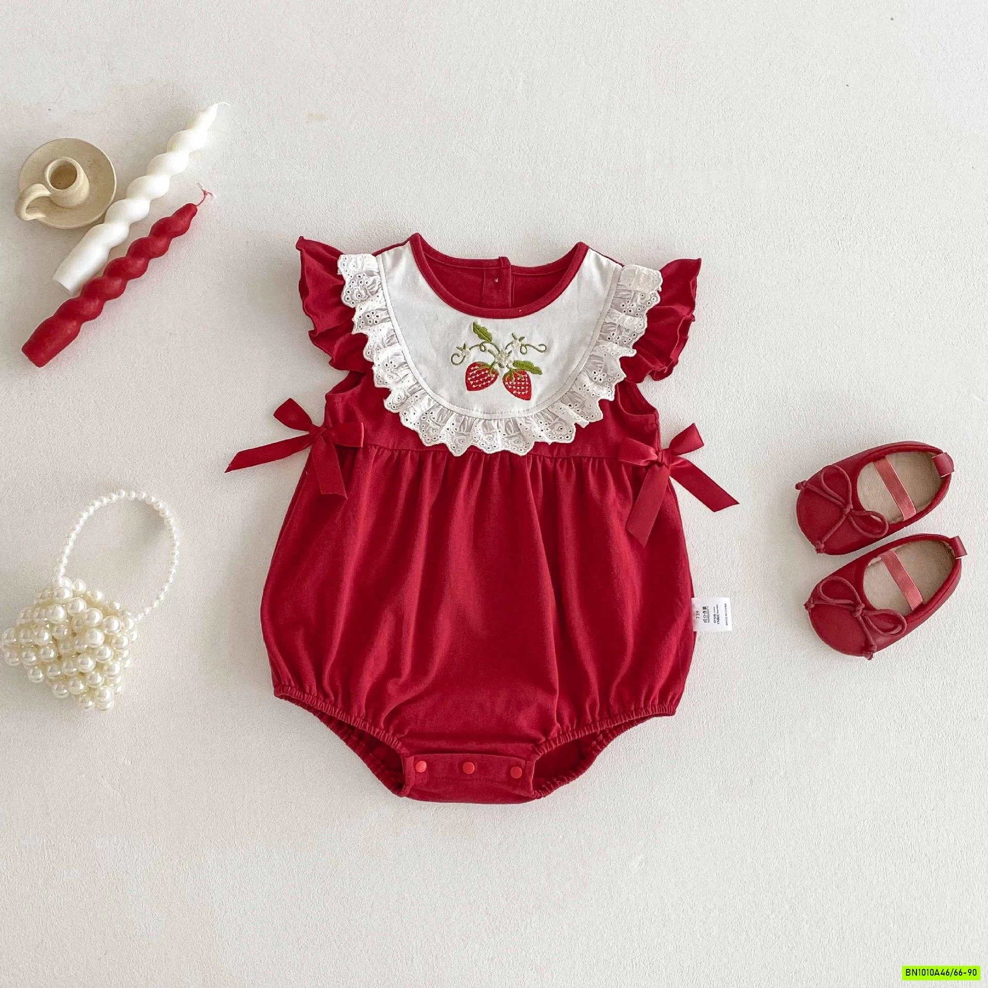 BODY ĐỎ CÁNH TIÊN THÊU DÂU TÂY