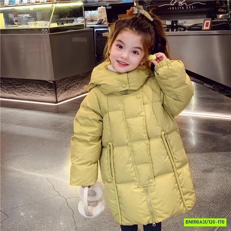 KHOÁC PHAO VÀNG DÁNG DÀI LIỀN MŨ