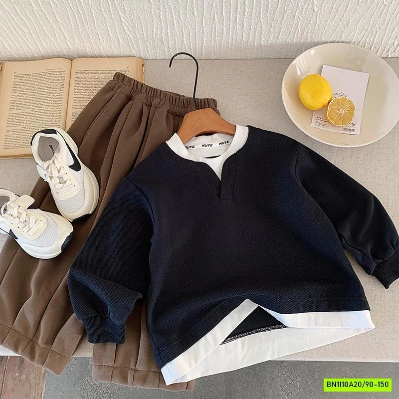 ÁO NỈ GIẢ 2 LỚP PHỐI TRẮNG