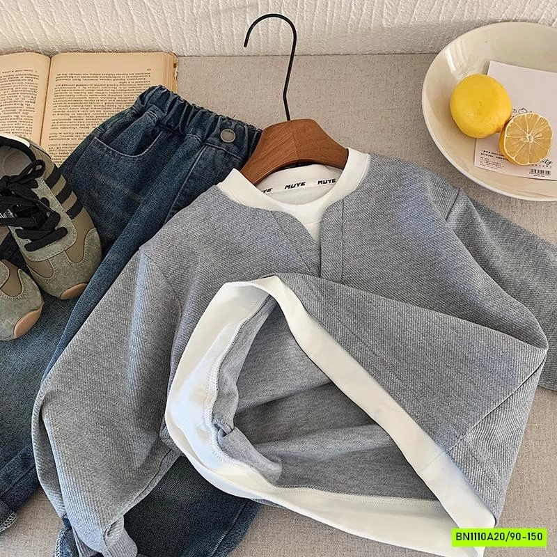 ÁO NỈ GIẢ 2 LỚP PHỐI TRẮNG