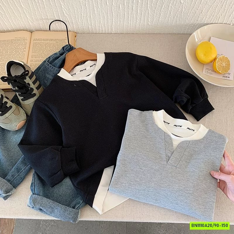 ÁO NỈ GIẢ 2 LỚP PHỐI TRẮNG