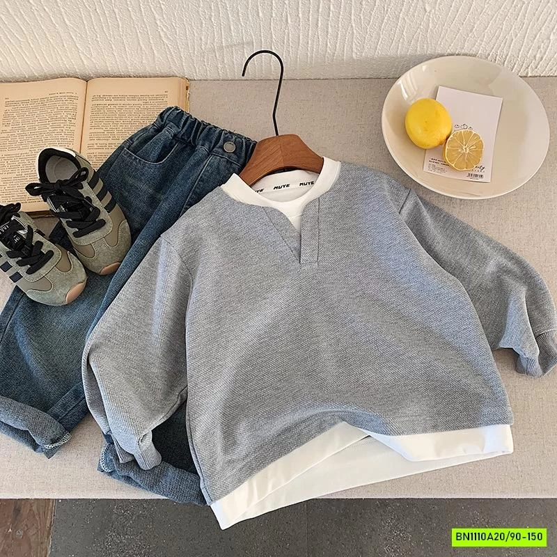 ÁO NỈ GIẢ 2 LỚP PHỐI TRẮNG