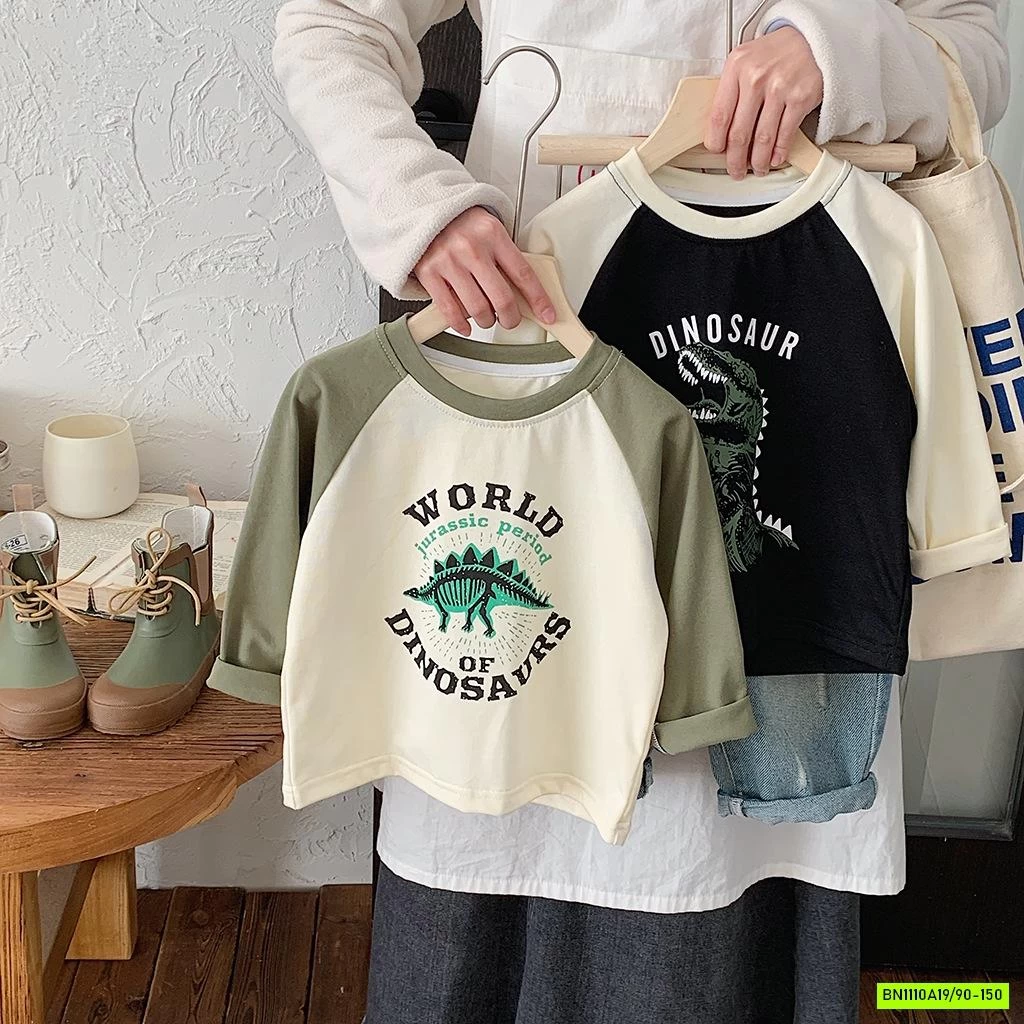 ÁO THUN KHỦNG LONG PHỐI MÀU TAY