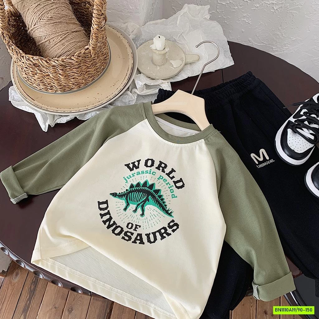 ÁO THUN KHỦNG LONG PHỐI MÀU TAY