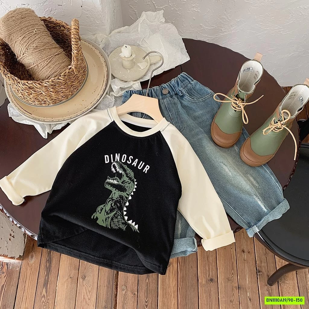 ÁO THUN KHỦNG LONG PHỐI MÀU TAY