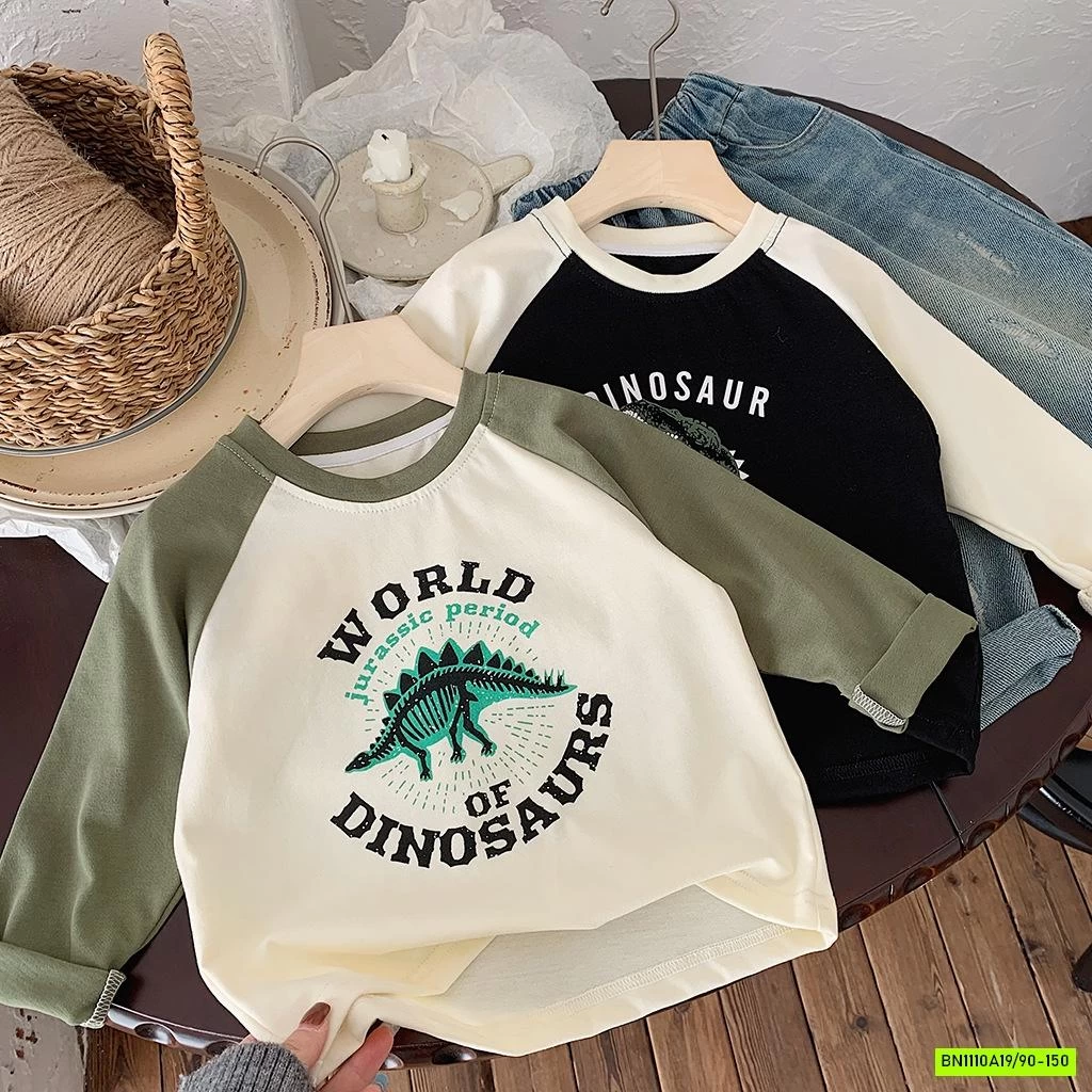 ÁO THUN KHỦNG LONG PHỐI MÀU TAY