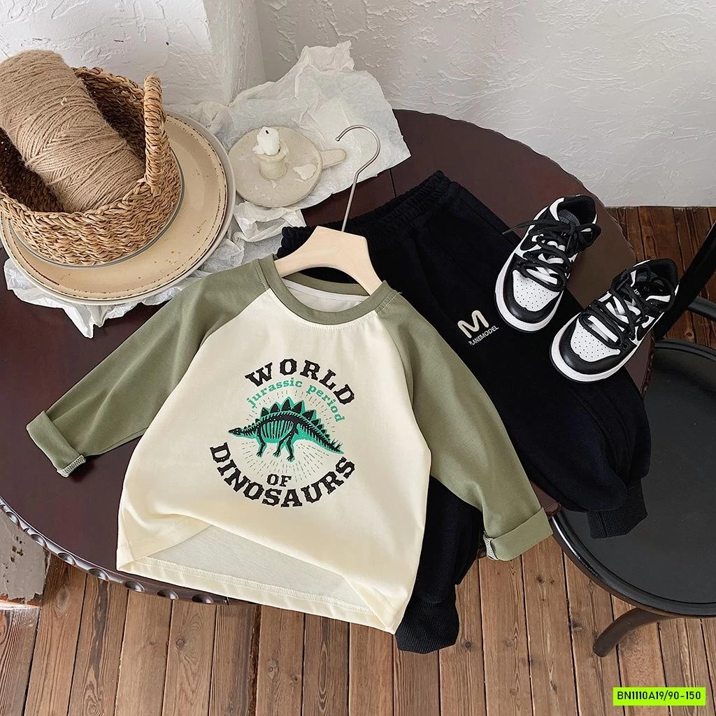 ÁO THUN KHỦNG LONG PHỐI MÀU TAY