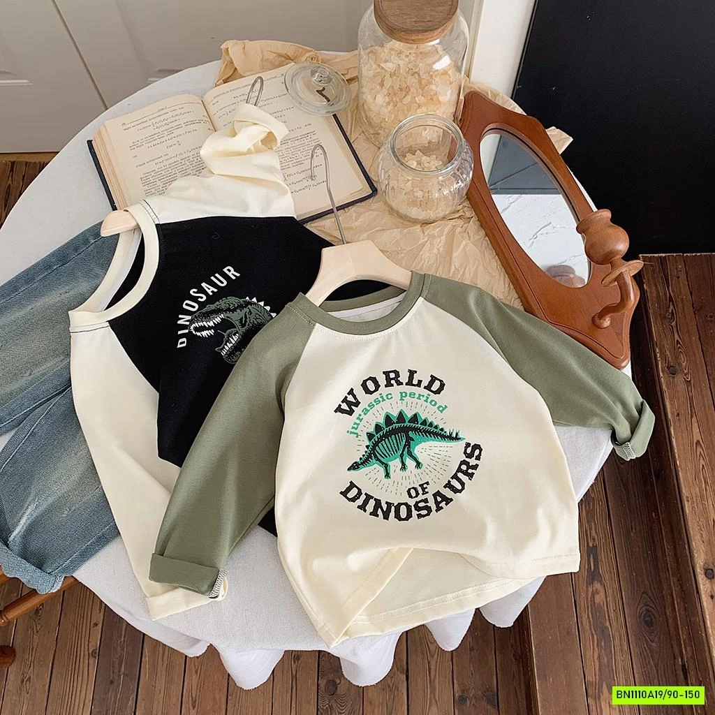 ÁO THUN KHỦNG LONG PHỐI MÀU TAY