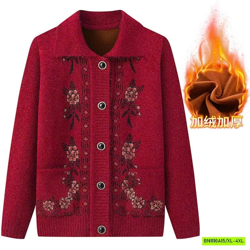 ÁO LEN CỔ BẺ IN HOA