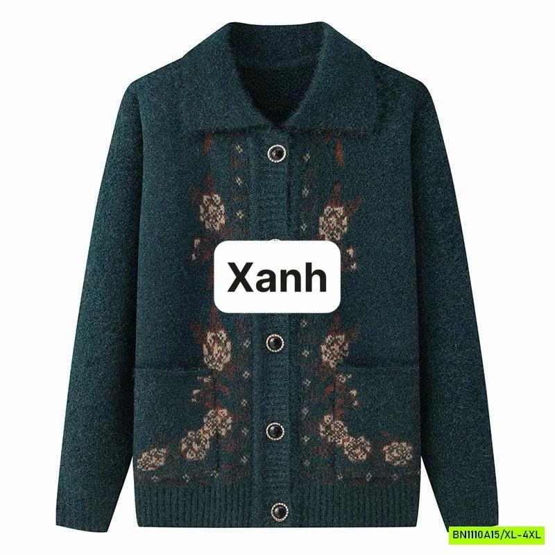 ÁO LEN CỔ BẺ IN HOA