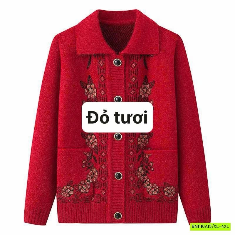 ÁO LEN CỔ BẺ IN HOA