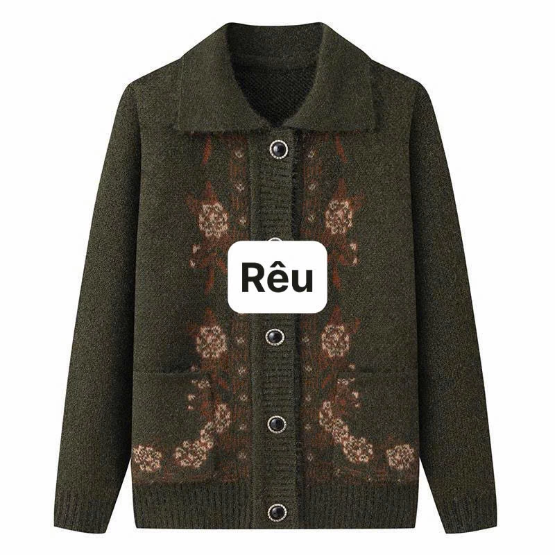 ÁO LEN CỔ BẺ IN HOA